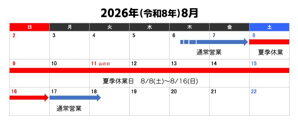 福山市でトラック・商用車のパーツ部品を取り扱う繁森商事株式会社の夏季休業予定2026